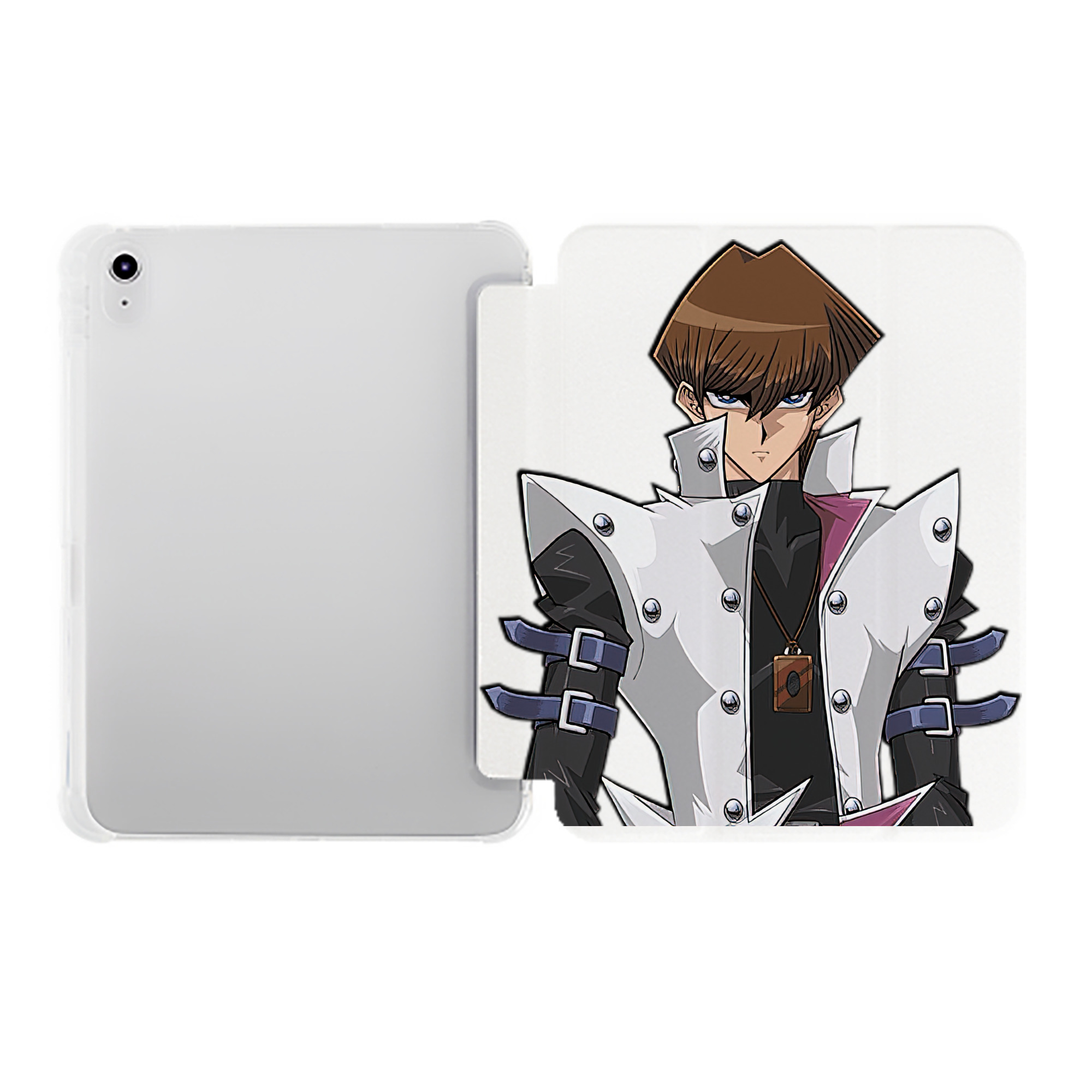 （画像用） 遊☆戯☆王 Yu-Gi-Oh! IPad ケース ペン収納付き 三つ折りスタンド PUレザー×シリコン 対応機種9.5/10.5/10.9インチ